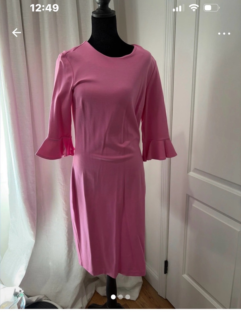 Banana Republic Pink Ruffle-Sleeve Midi Dress